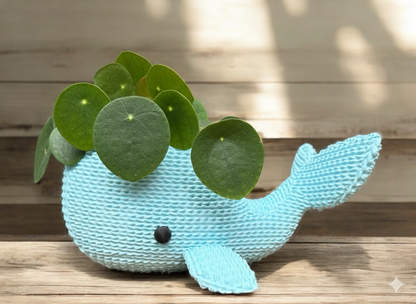 Knitted Whale Plant Pot